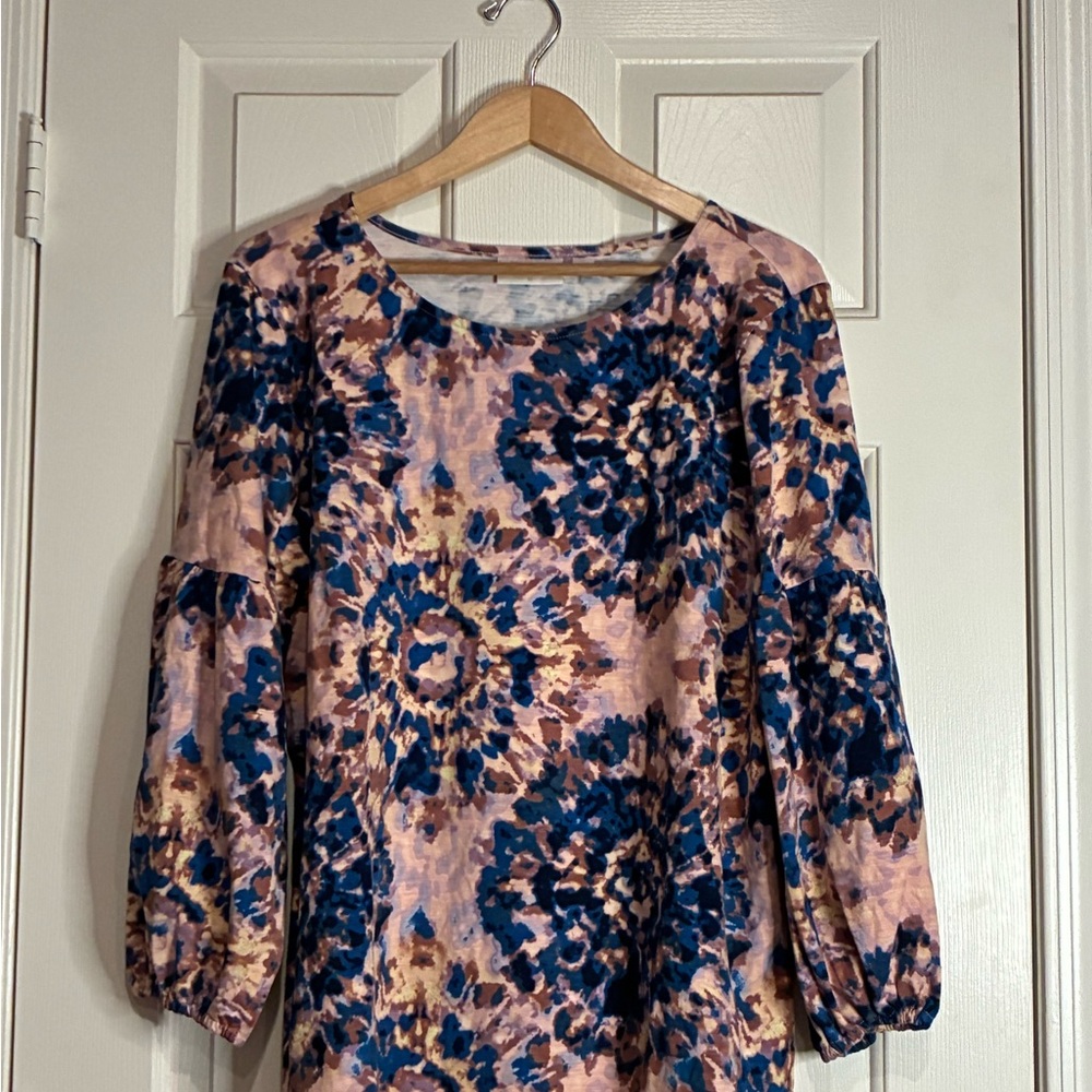 Elegant Floral Women's Blouse in Blue and Pink
